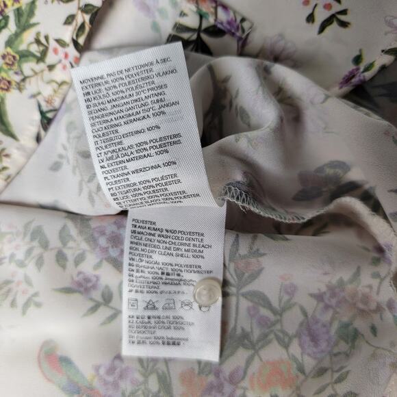 Bird Butterfly Floral Button Down Blouse 2 Long Sleeve Cottagecore Garden Top - Picture 8 of 8